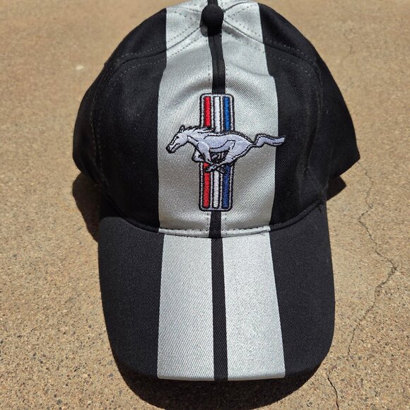 STRIPED FORD Mustang Hat NEW! vtg reflective sport americana car usa race racer - Picture 7 of 7